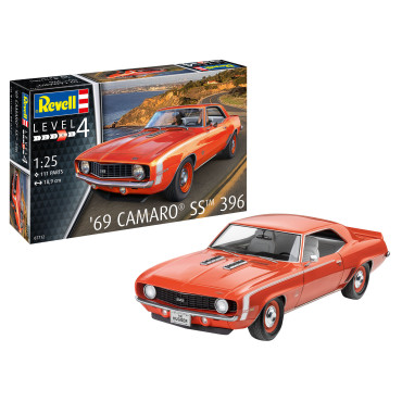 KIT PARA MONTAR REVELL CAMARO SS 396 1969 1/25 111 PEÇAS REV 07712